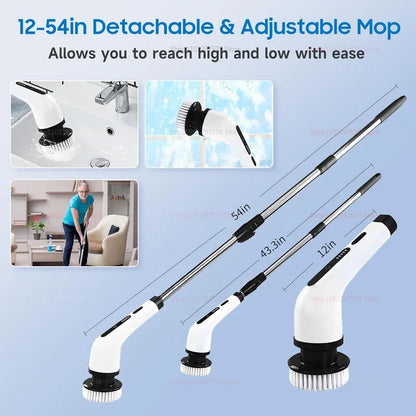 2026 new 9 in 1 Electric Spin Scrubber Cordless Waterproof Cleaning Brush For Tub Tile Floor