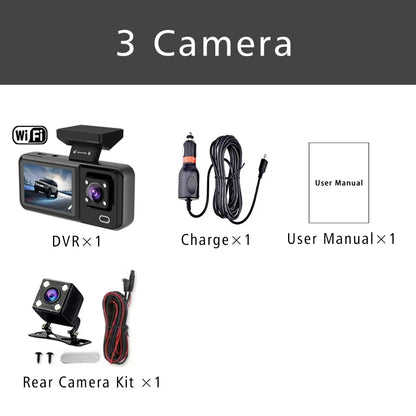 3 Channel WIFI Car DVR HD 1080P Cabin Vehicle Dash Cam Three Way Camera DVRs Recorder Video Registrator Mini Dashcam Camcorder