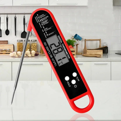 1pc-Digital backlit folding BBQ kitchen cooking ready-to-read thermometer