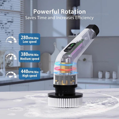 2026 new 9 in 1 Electric Spin Scrubber Cordless Waterproof Cleaning Brush For Tub Tile Floor