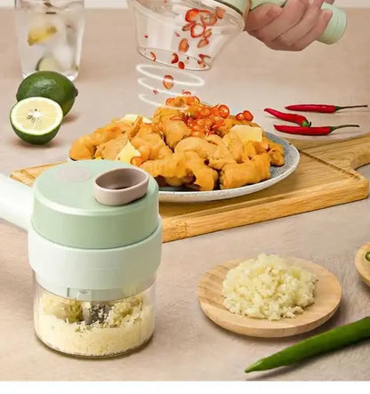 4 in 1 Vegetable Cutter Handheld Electric Vegetables Slicer For Garlic Pepper Celery Ginger Meat With Brush Kitchen Accessories