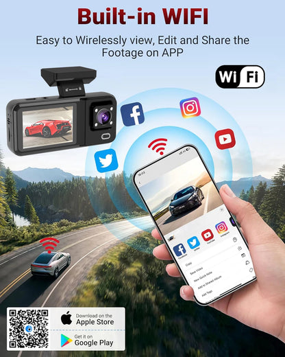 3 Channel WIFI Car DVR HD 1080P Cabin Vehicle Dash Cam Three Way Camera DVRs Recorder Video Registrator Mini Dashcam Camcorder
