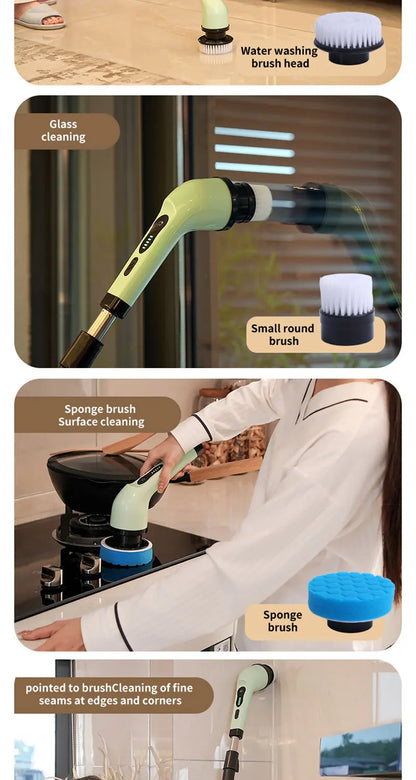 2026 new 9 in 1 Electric Spin Scrubber Cordless Waterproof Cleaning Brush For Tub Tile Floor