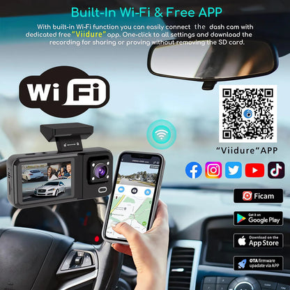 3 Channel WIFI Car DVR HD 1080P Cabin Vehicle Dash Cam Three Way Camera DVRs Recorder Video Registrator Mini Dashcam Camcorder
