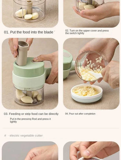 4 in 1 Vegetable Cutter Handheld Electric Vegetables Slicer For Garlic Pepper Celery Ginger Meat With Brush Kitchen Accessories