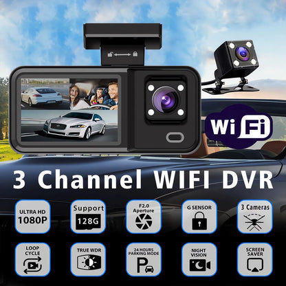 3 Channel WIFI Car DVR HD 1080P Cabin Vehicle Dash Cam Three Way Camera DVRs Recorder Video Registrator Mini Dashcam Camcorder