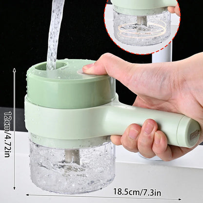 4 in 1 Vegetable Cutter Handheld Electric Vegetables Slicer For Garlic Pepper Celery Ginger Meat With Brush Kitchen Accessories