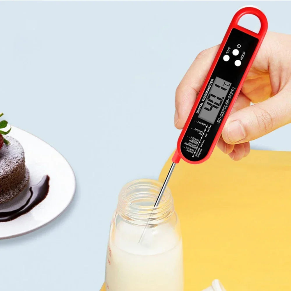 1pc-Digital backlit folding BBQ kitchen cooking ready-to-read thermometer