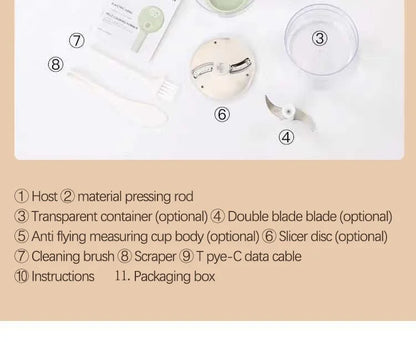 4 in 1 Vegetable Cutter Handheld Electric Vegetables Slicer For Garlic Pepper Celery Ginger Meat With Brush Kitchen Accessories