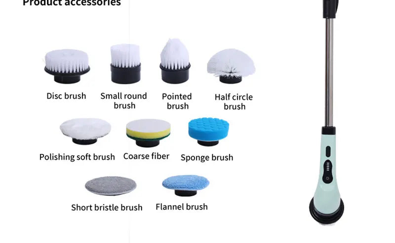 2026 new 9 in 1 Electric Spin Scrubber Cordless Waterproof Cleaning Brush For Tub Tile Floor